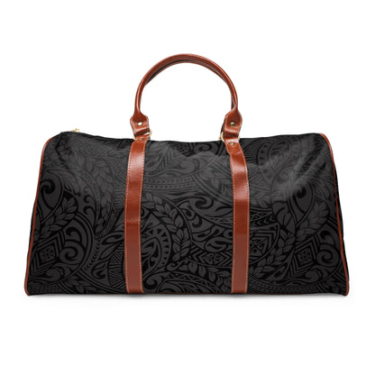 Polynesian Tribal in Black & Grey Waterproof Travel Bag