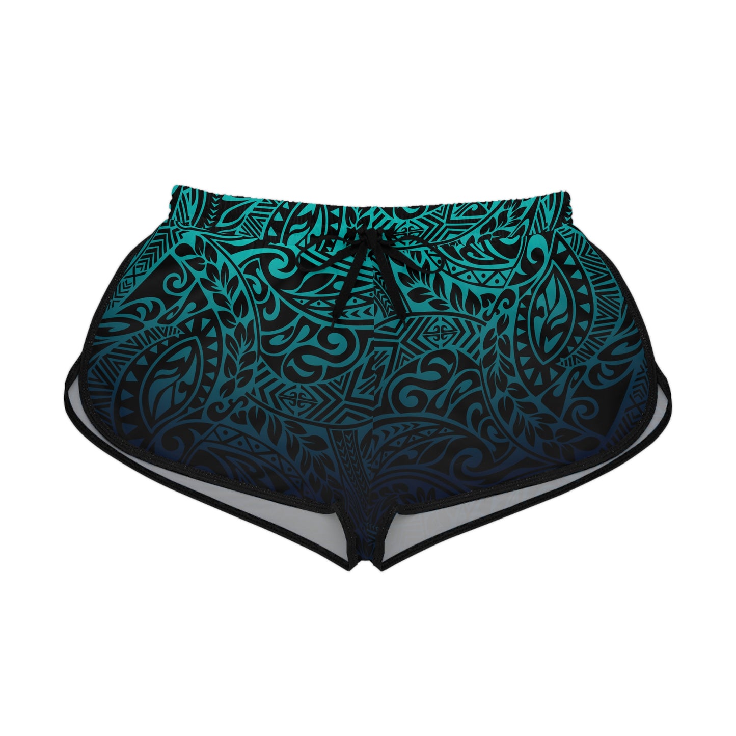 Teal Navy Polynesian Relaxed Shorts