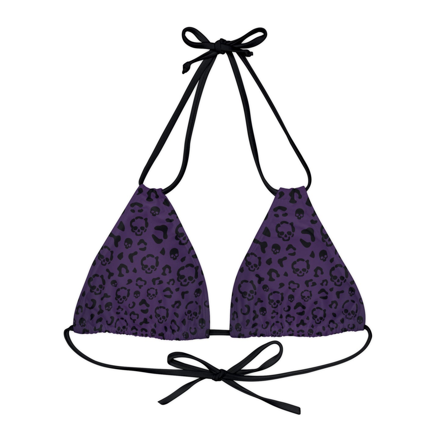 Cheetah Skull in Purple Strappy Triangle Bikini Top