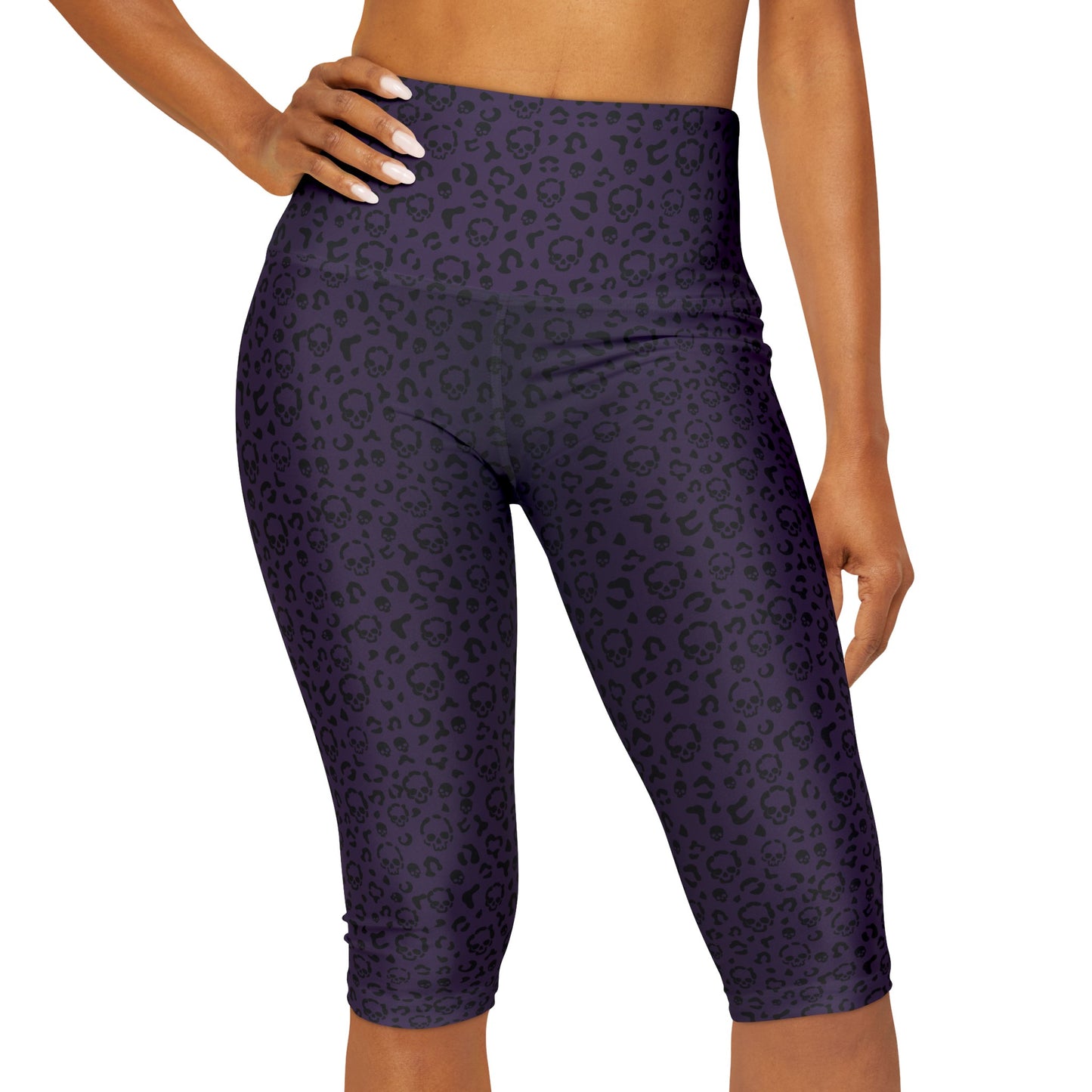 Polynesian Tribal in Purple Yoga Capri Leggings