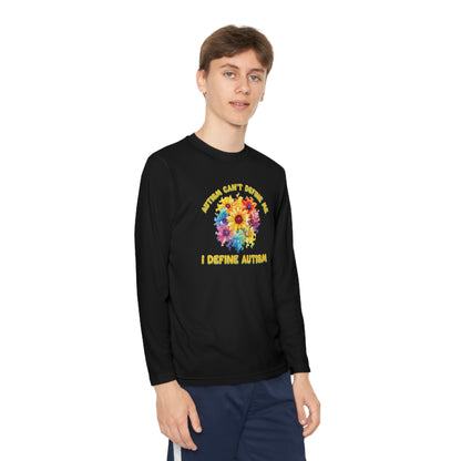 Autism can't define me, I define autism Youth Long Sleeve Competitor Tee