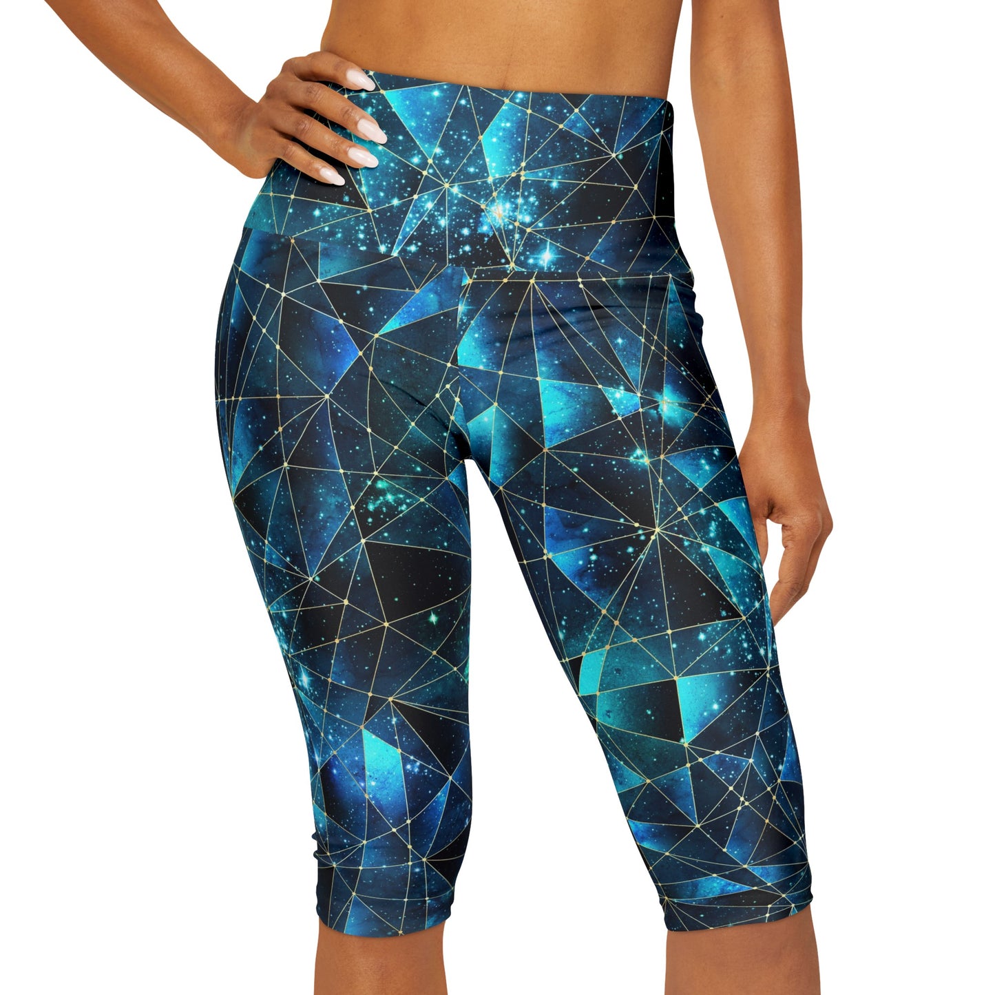 Turquoise Crystal Yoga Capri Leggings