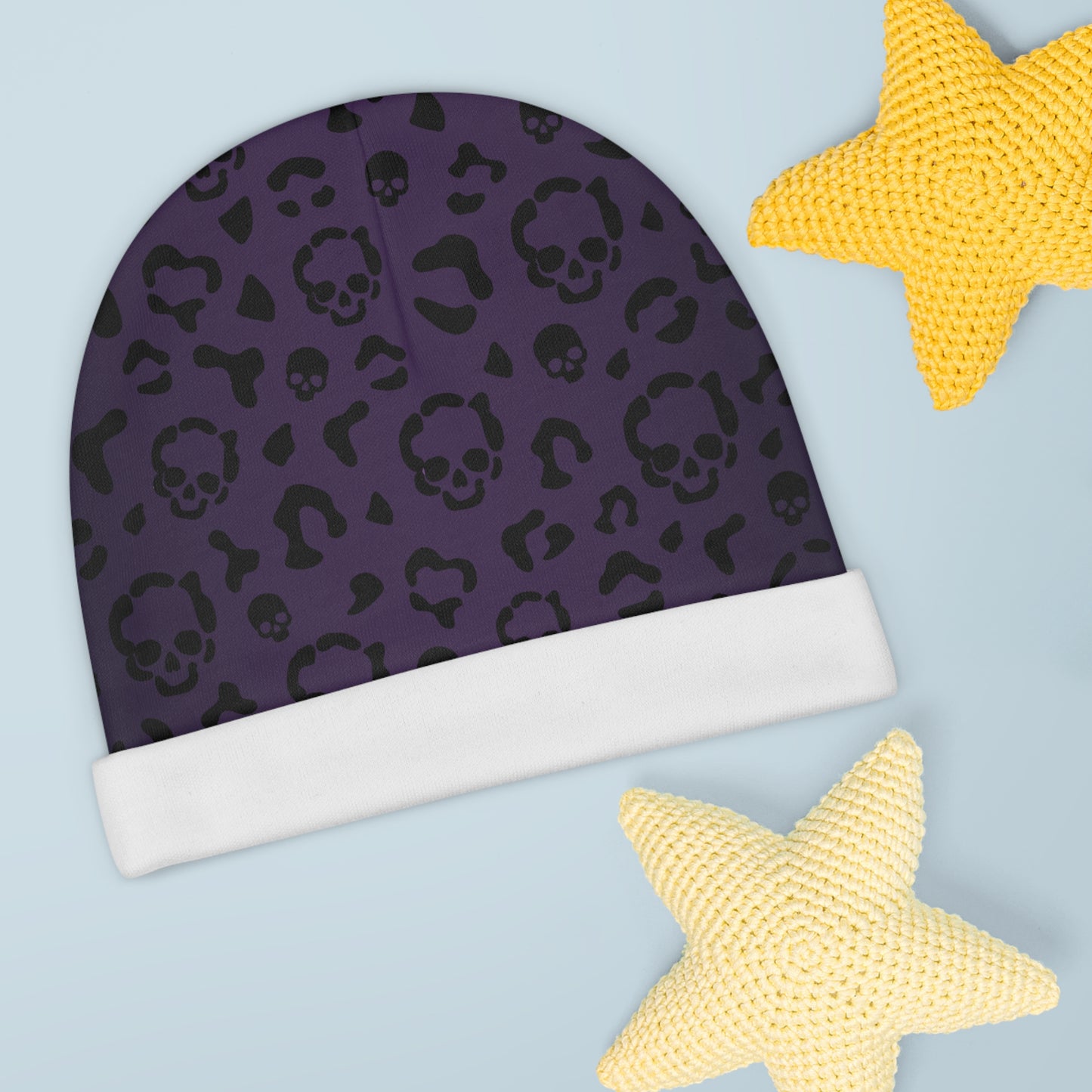 Cheetah Skulls in Purple Baby Beanie