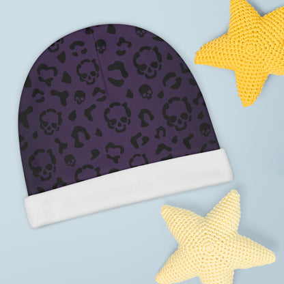 Cheetah Skulls in Purple Baby Beanie