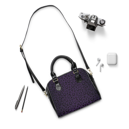 Cheetah Skull in Purple Shoulder Handbag