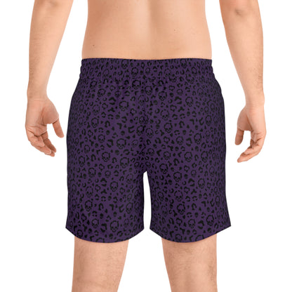 Cheetah Skulls in Purple Mid-Length Swim Shorts