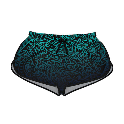 Teal Navy Polynesian Relaxed Shorts