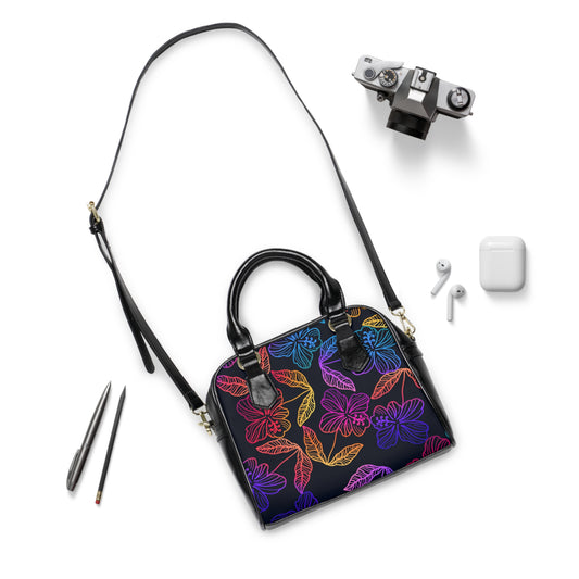 Rainbow Hibiscus Shoulder Handbag