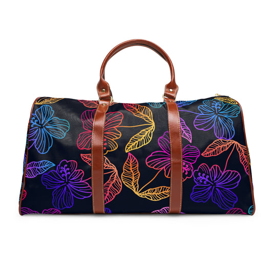 Rainbow Hibiscus Waterproof Travel Bag