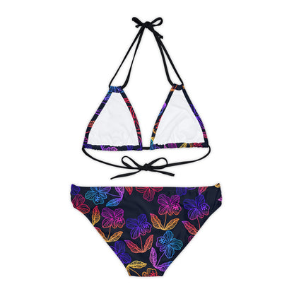 Rainbow Hibiscus Strappy Bikini Set