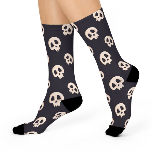 Black Skulls Cushioned Crew Socks