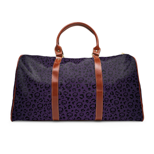 Cheetah Skulls in Purple Waterproof Travel Bag