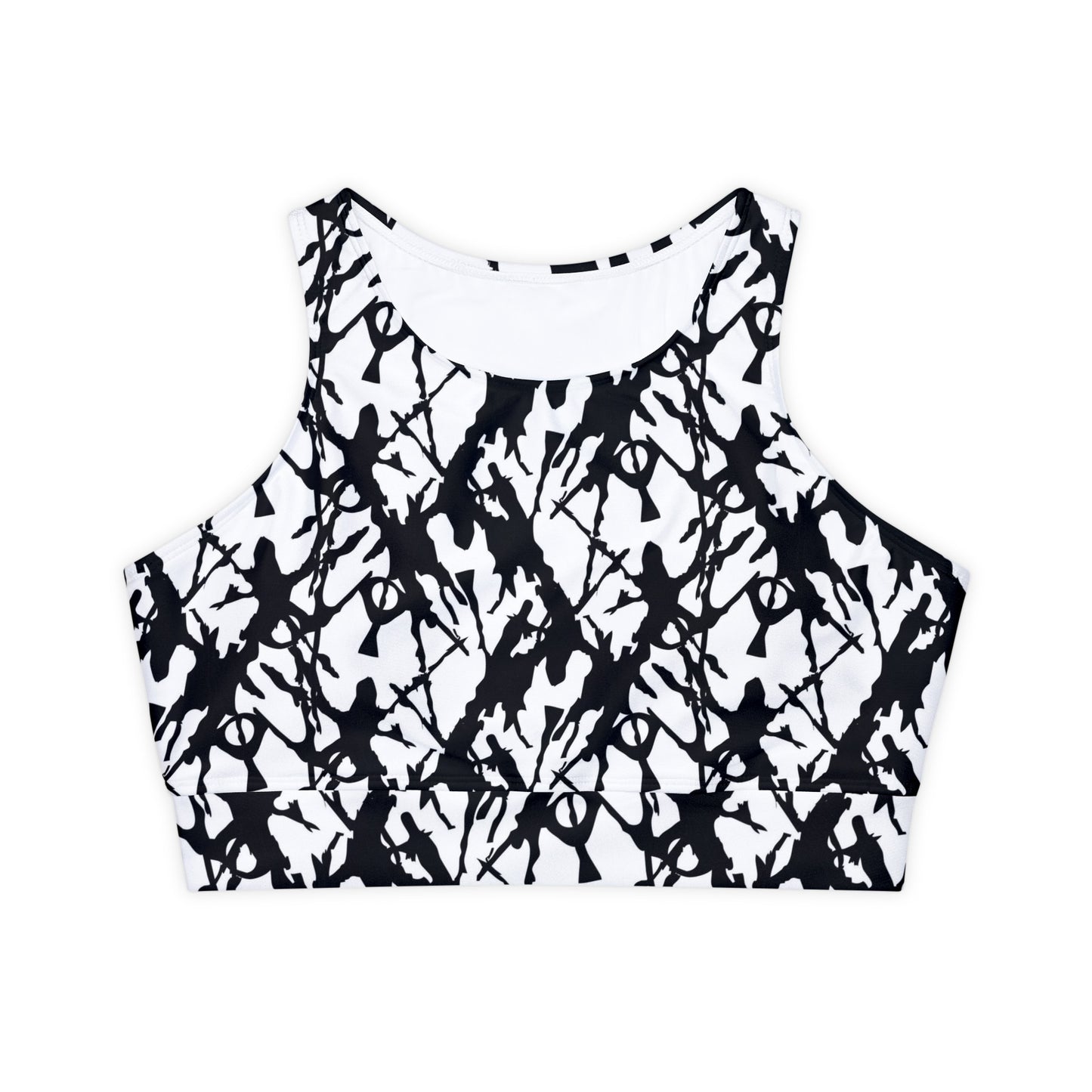 Ink Splatter Fully Lined, Padded Sports Bra, Black and White Sports Bra, Lined Athletic Top, Fitness Apparel