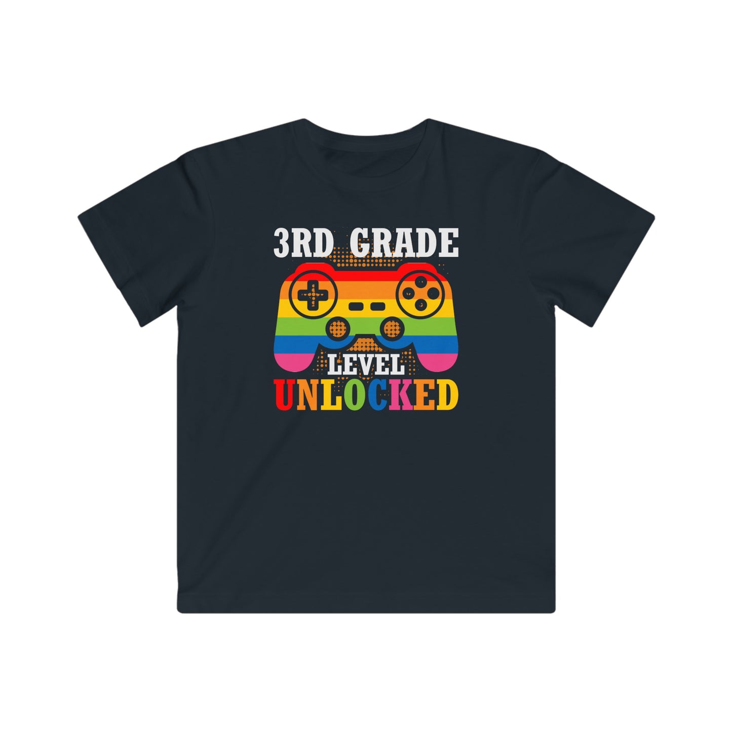 3rd Grade Level Unlock Kids Fine Jersey Gaming Tee