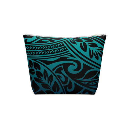 Polynesian Tribal in Teal Cotton Cosmetic Bag