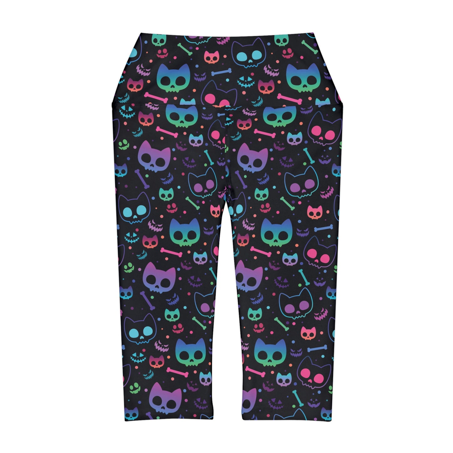 Cute Goth Kitties Yoga Capri Leggings