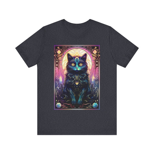 Black Cat Jersey unisex tee, Halloween Graphic Tee, Spooky Shirt, Trick or Treat Tee, Halloween Costume, Festive Gift