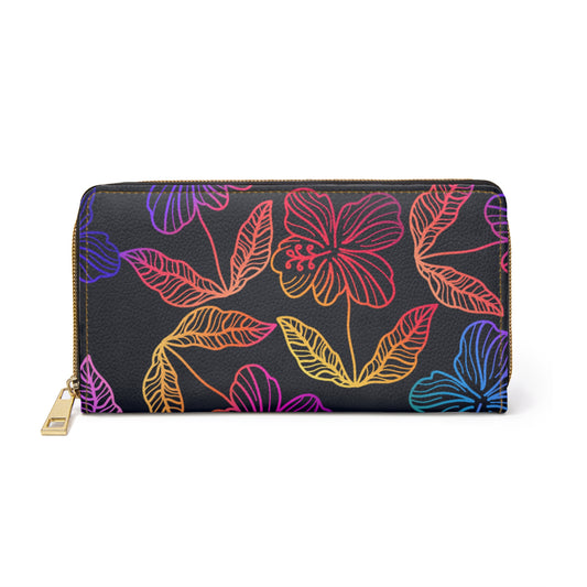 Rainbow Hibiscus Zipper Wallet