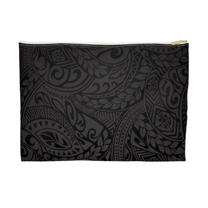 Polynesian Tribal in Black & Grey Accessory Pouch