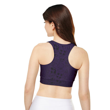 Sailor Jerry in Purple Fully Lined, Padded Sports Bra, Blue Leopard Print Sports Bra, Lined Athletic Top, Fitness Apparel