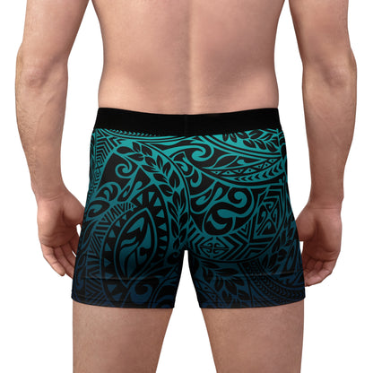 Teal Navy Polynesian Tribal Boxer Briefs