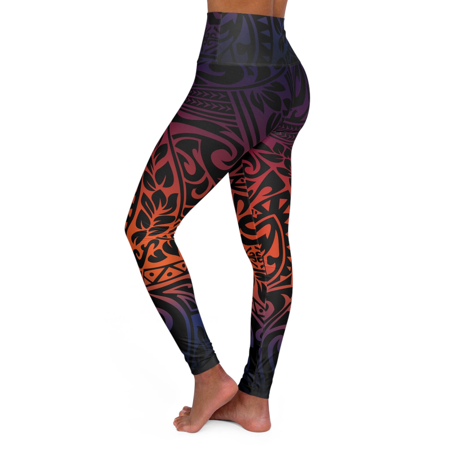 Polynesian in Sunset High Waisted Yoga Leggings