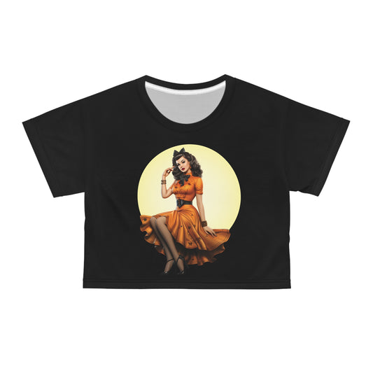 Brunette Halloween Bombshell 2 Crop Tee