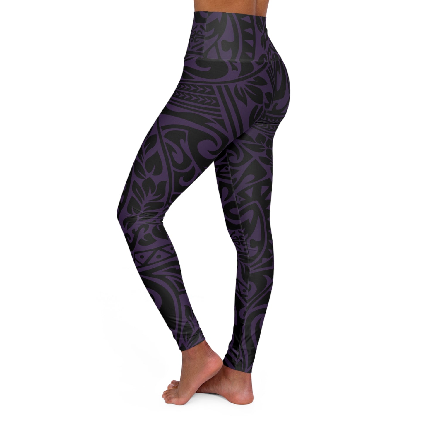 Polynesian in Purple High Waisted Yoga Leggings