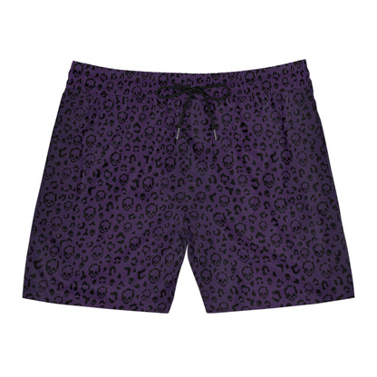 Cheetah Skulls in Purple Mid-Length Swim Shorts