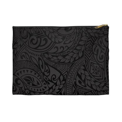 Polynesian Tribal in Black & Grey Accessory Pouch