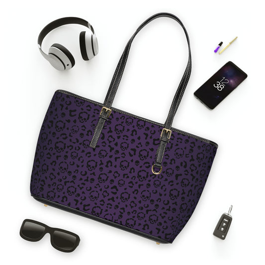 Cheetah Skull in Purple Shoulder Bag