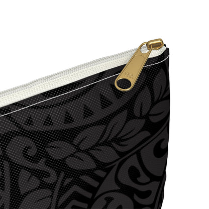 Polynesian Tribal in Black & Grey Accessory Pouch