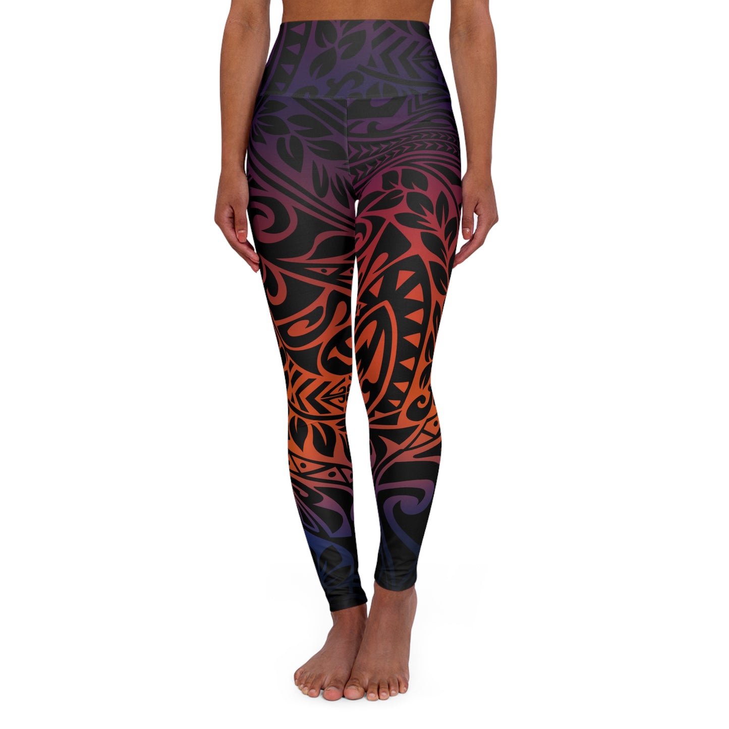 Polynesian in Sunset High Waisted Yoga Leggings