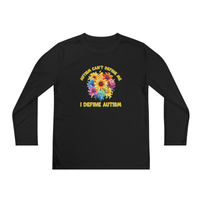 Autism can't define me, I define autism Youth Long Sleeve Competitor Tee