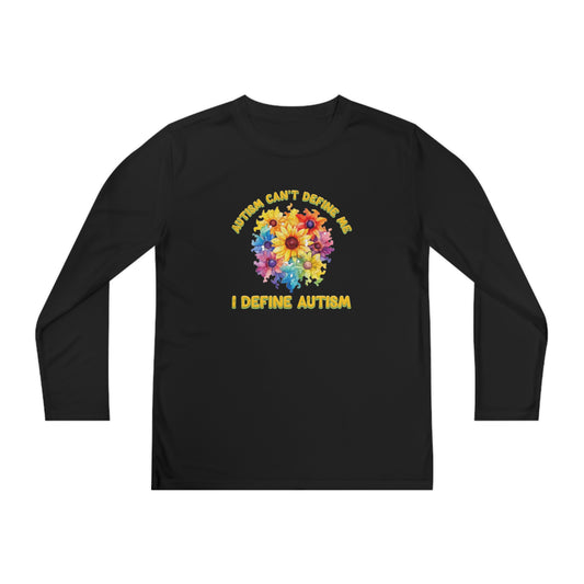 Autism can't define me, I define autism Youth Long Sleeve Competitor Tee