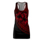 Polynesian Tribal Hibiscus Dress in Red and Black