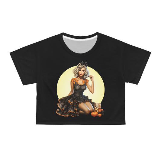 Blonde Halloween Bombshell Crop Tee