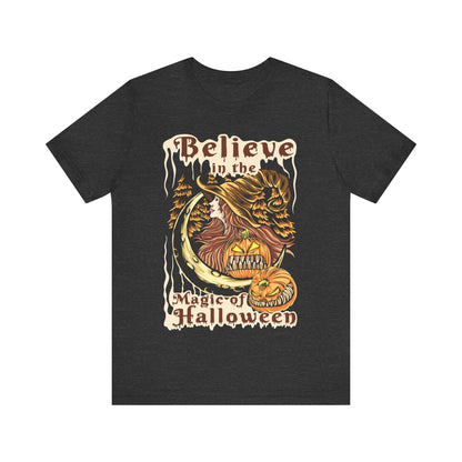 Believe in the magic of Halloween Jersey unisex tee, Halloween Graphic Tee, Spooky Shirt, Trick or Treat Tee, Halloween Costume