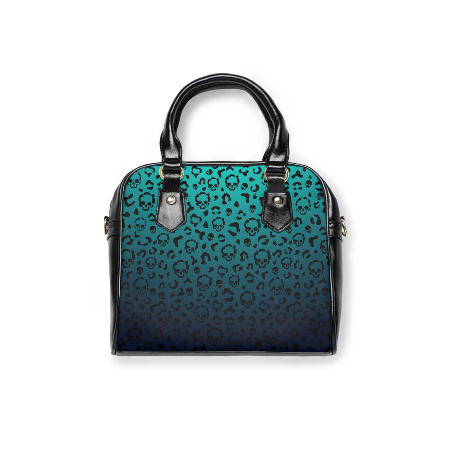 Cheetah Skull in Teal Shoulder Handbag