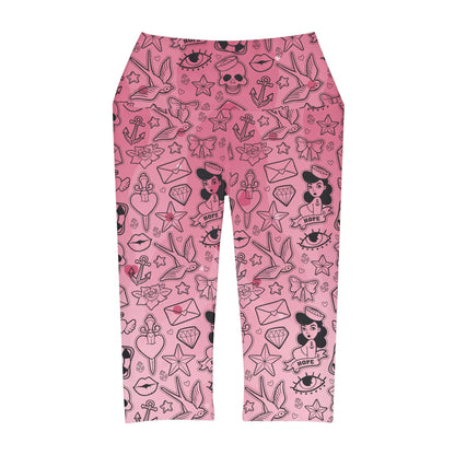 Sailor Jerry in Pink Yoga Capri Leggings