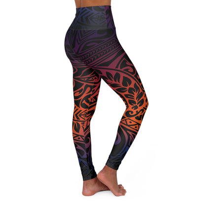 Polynesian in Sunset High Waisted Yoga Leggings