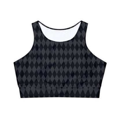 Harlequin Fully Lined, Padded Sports Bra, High Neck Sports Bra, Lined Athletic Top, Fitness Apparel