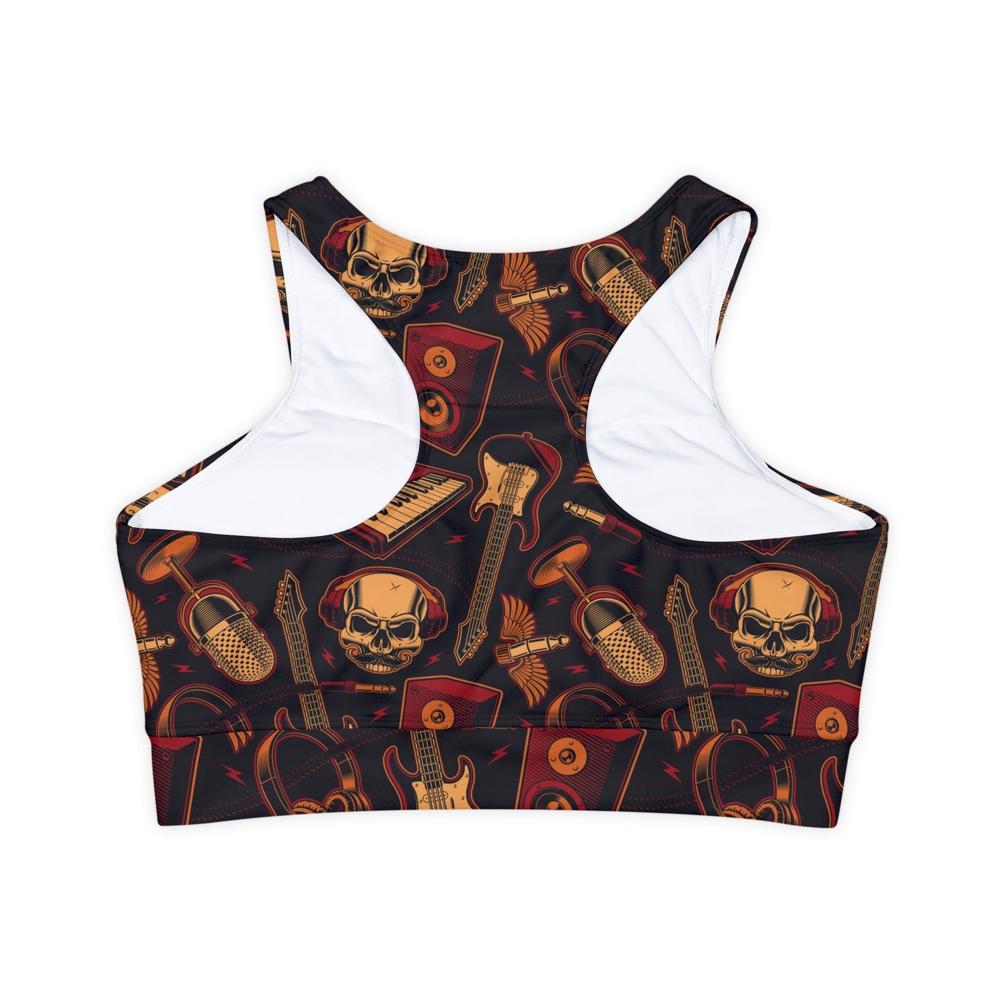 Rock Band Fully Lined, Padded Sports Bra, High Neck Sports Bra, Lined Athletic Top, Fitness Apparel