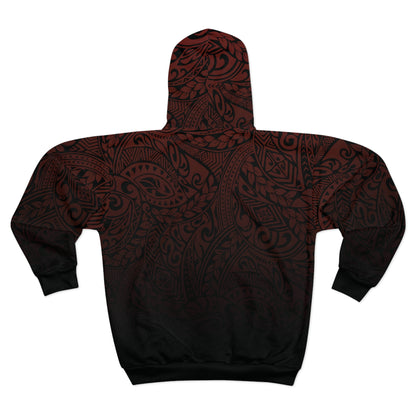 Polynesian Tribal in Red and Black Unisex Zip Hoodie