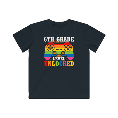 6th Grade Level Unlock Kids Fine Jersey Gaming Tee