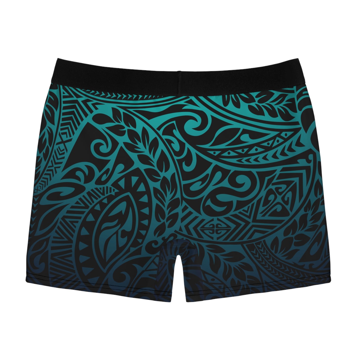 Teal Navy Polynesian Tribal Boxer Briefs