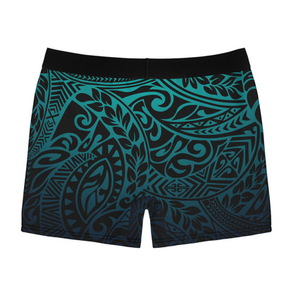 Teal Navy Polynesian Tribal Boxer Briefs