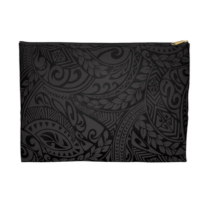 Polynesian Tribal in Black & Grey Accessory Pouch