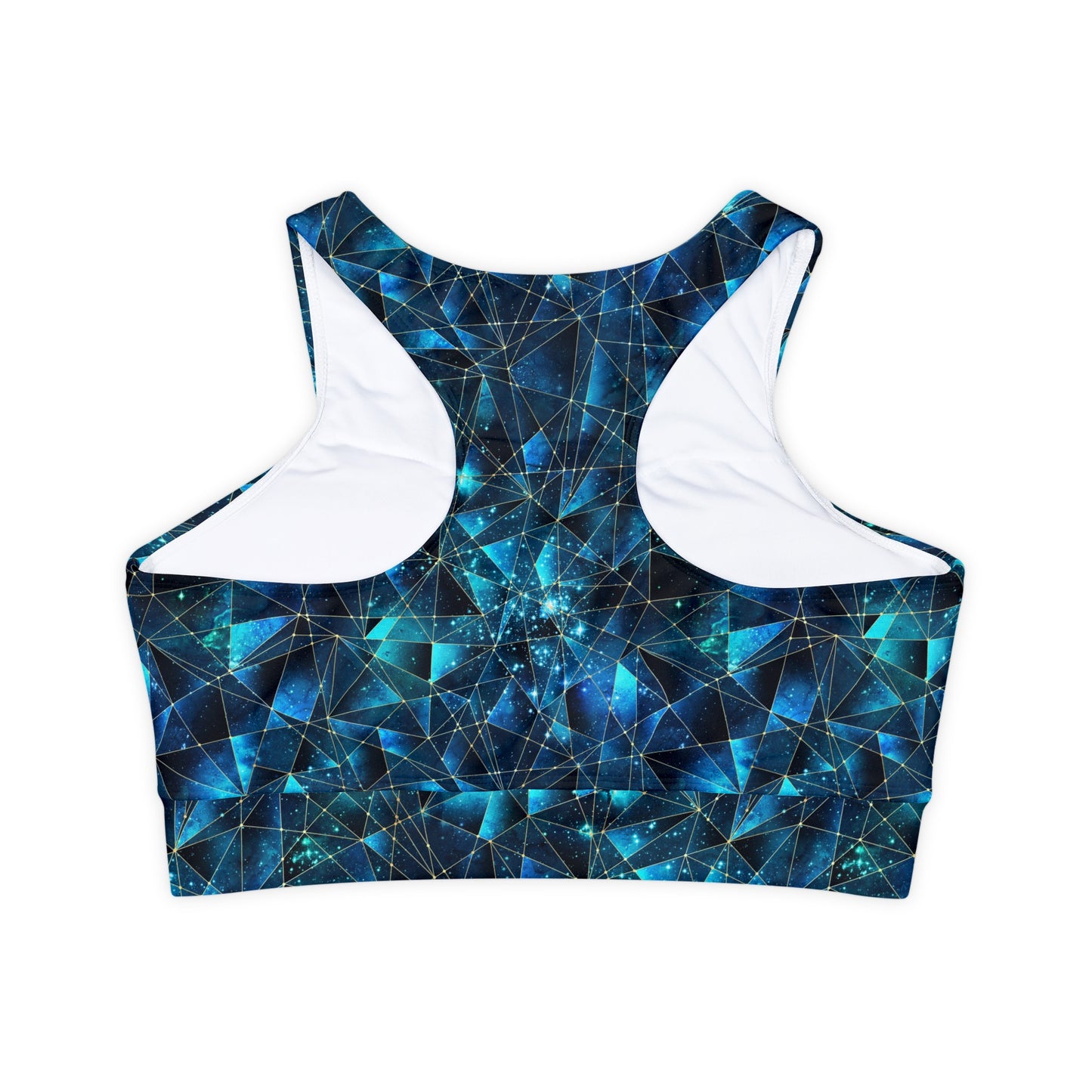 Turquoise Crystal Fully Lined, Padded Sports Bra, Black and White Sports Bra, Lined Athletic Top, Fitness Apparel