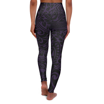 Polynesian in Purple High Waisted Yoga Leggings